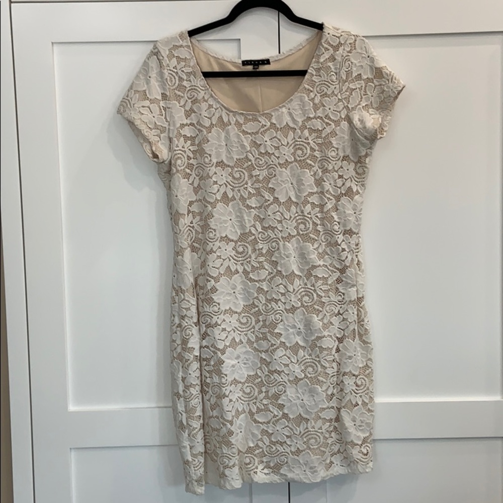 Floral Lace Cream Shift Dress